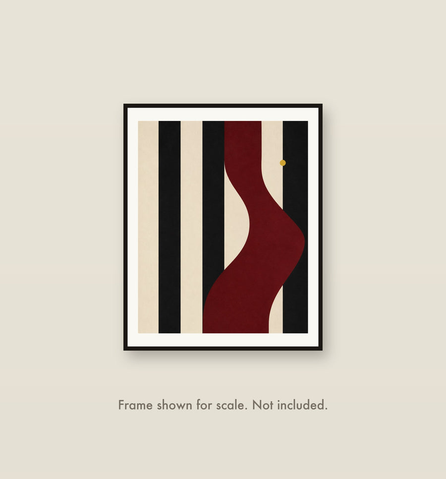 Fun Stripe shown framed on a wall at its 16 by 20 inch print size. Frame shown for scale and not included.