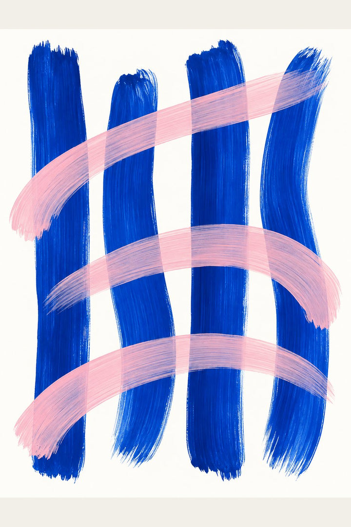Cobalt Strokes, Pink Arcs, the unframed sheet