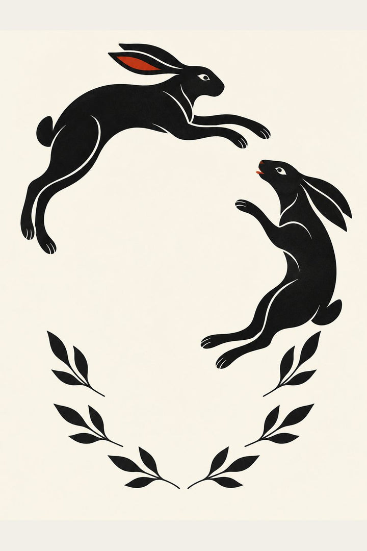 Hares with Laurel, the unframed sheet