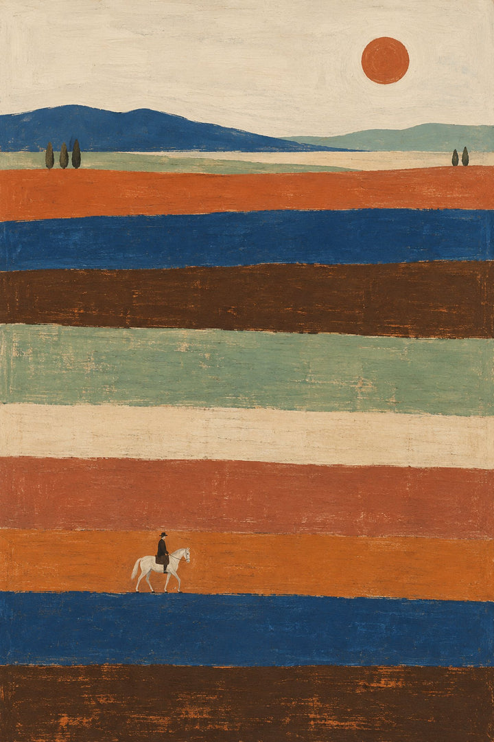 Rider in Striped Country, the unframed sheet.
