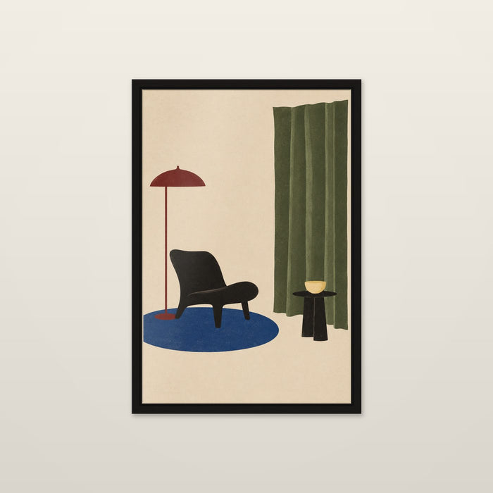 Black Chair, Red Lamp, shown at 8 x 12 in / Unframed