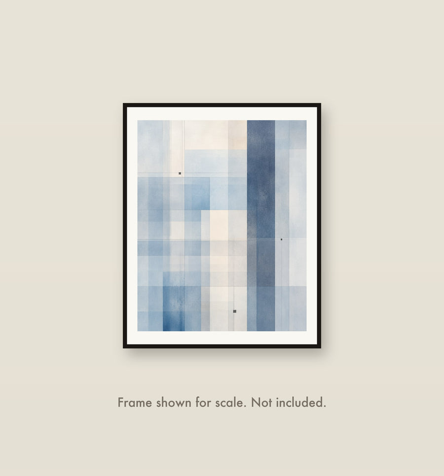 Blue Hour Grid shown framed on a wall at its 16 by 20 inch print size. Frame shown for scale and not included.