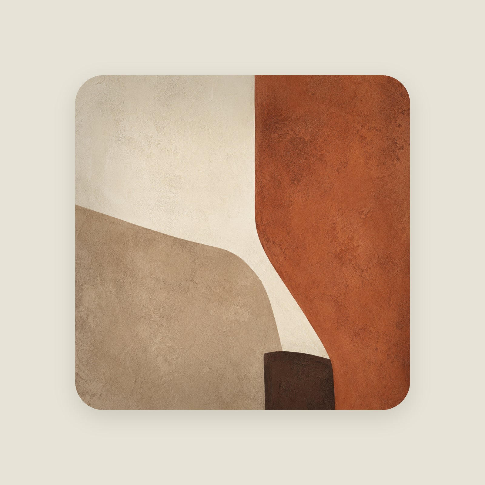 Earth Study Rust Field cushion: plaster-textured fields of bone, sand and terracotta on a 24 by 24 inch faux-suede cushion.