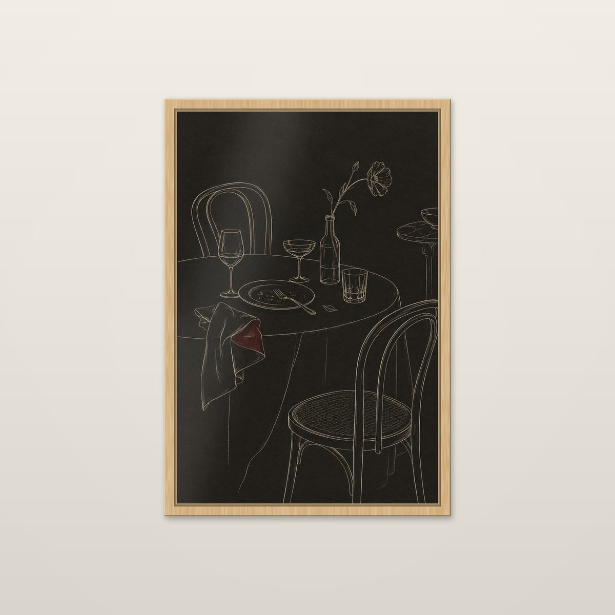 After Dinner by OVREL in a natural oak frame.