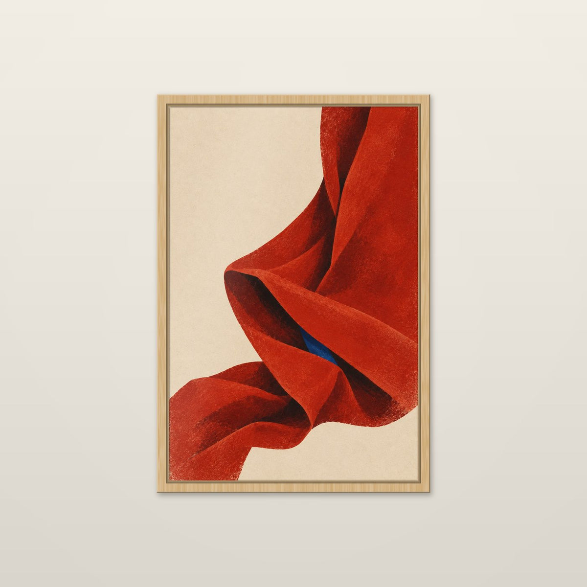Red Fold by OVREL in a natural oak frame.
