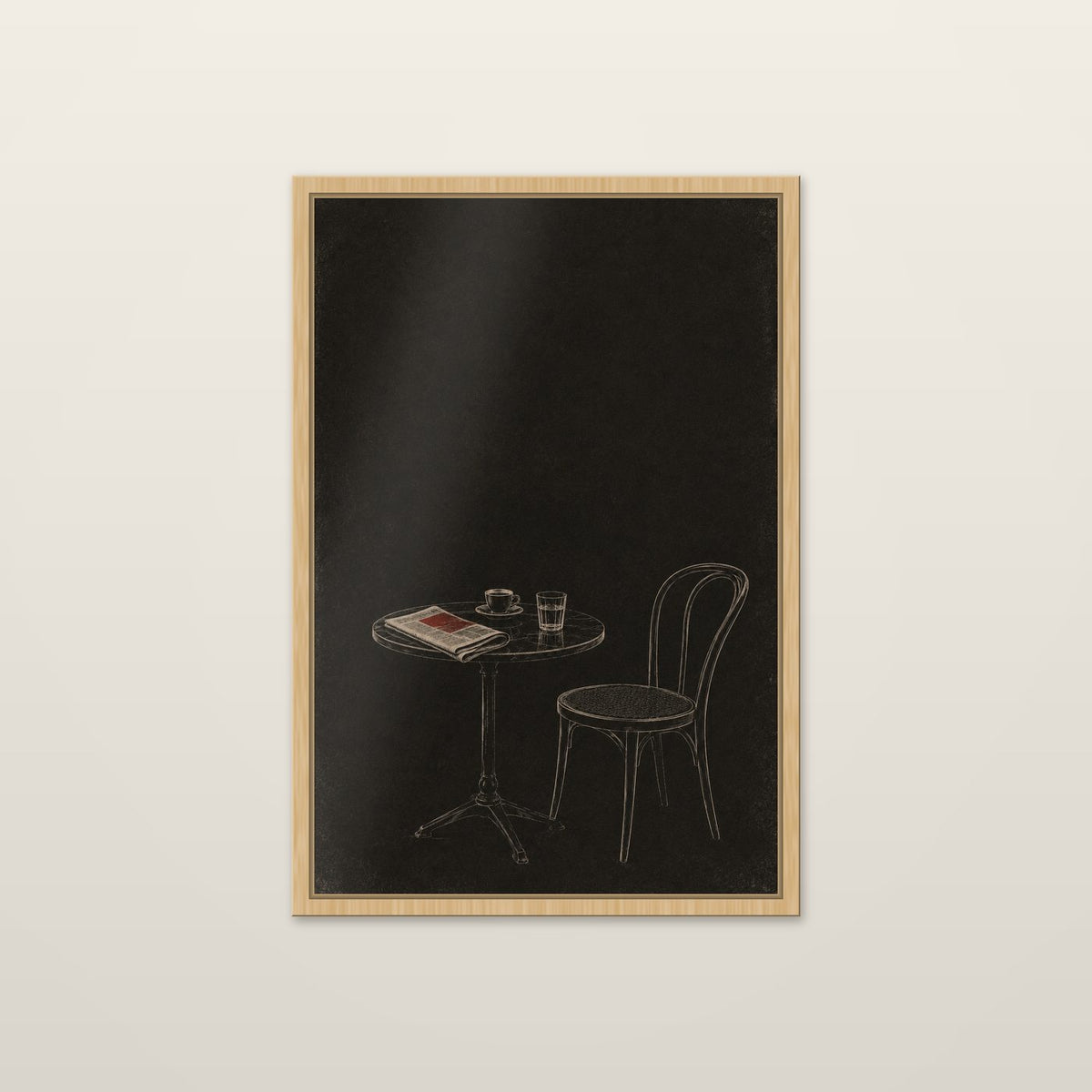 Table for One by OVREL in a natural oak frame.