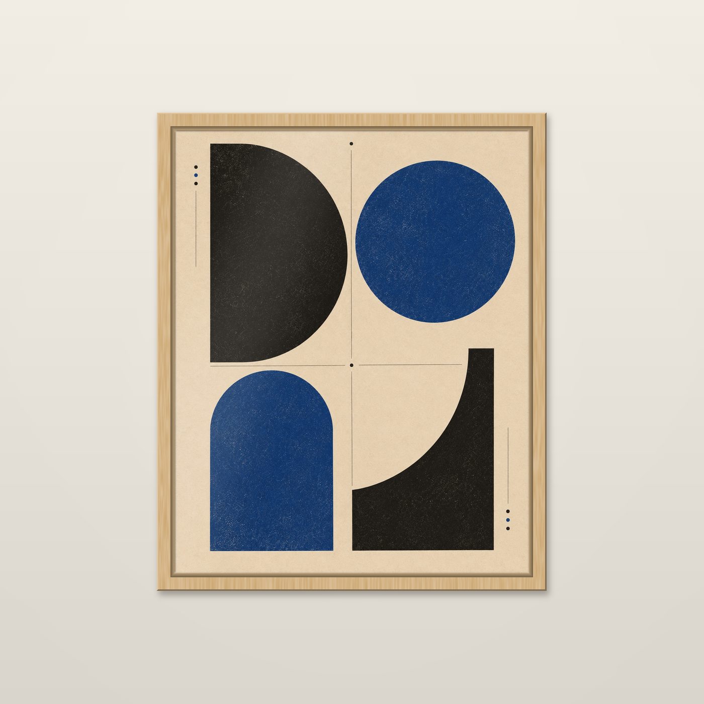 Four Quarters by OVREL in a natural oak frame.
