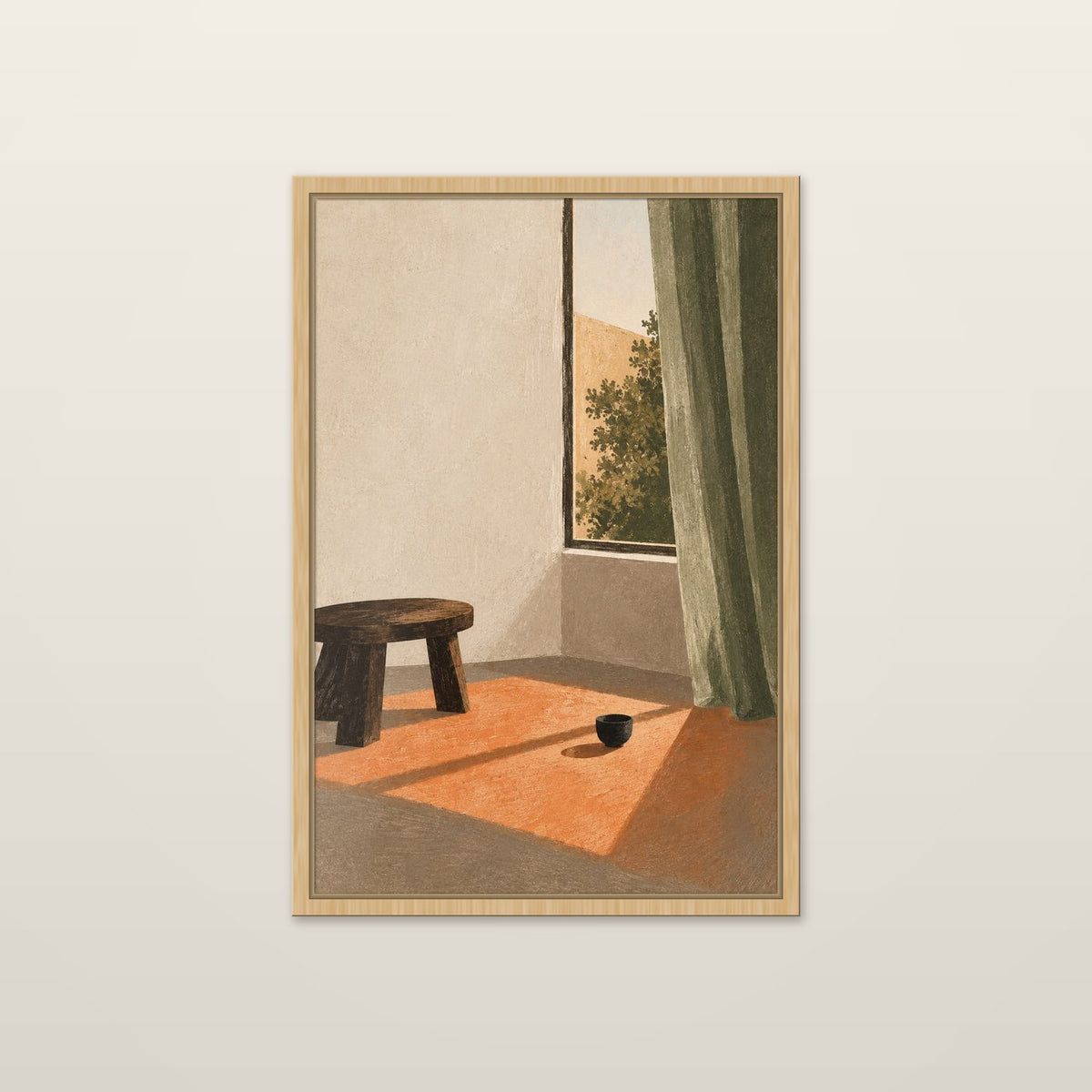 Stool, Late Sun by OVREL in a natural oak frame.