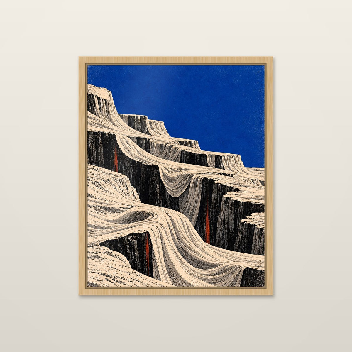 Draped Canyon by OVREL in a natural oak frame.