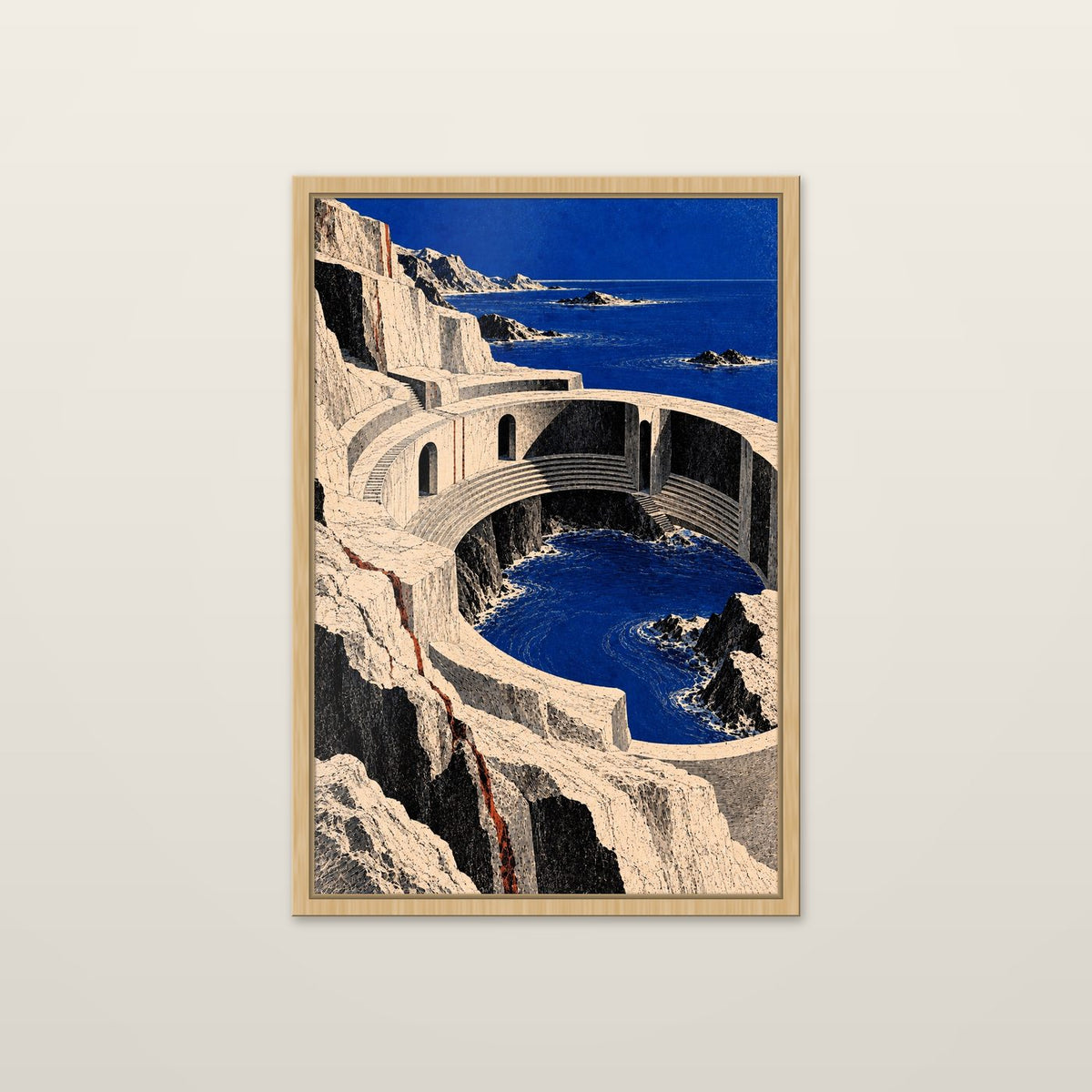 Amphitheatre by OVREL in a natural oak frame.