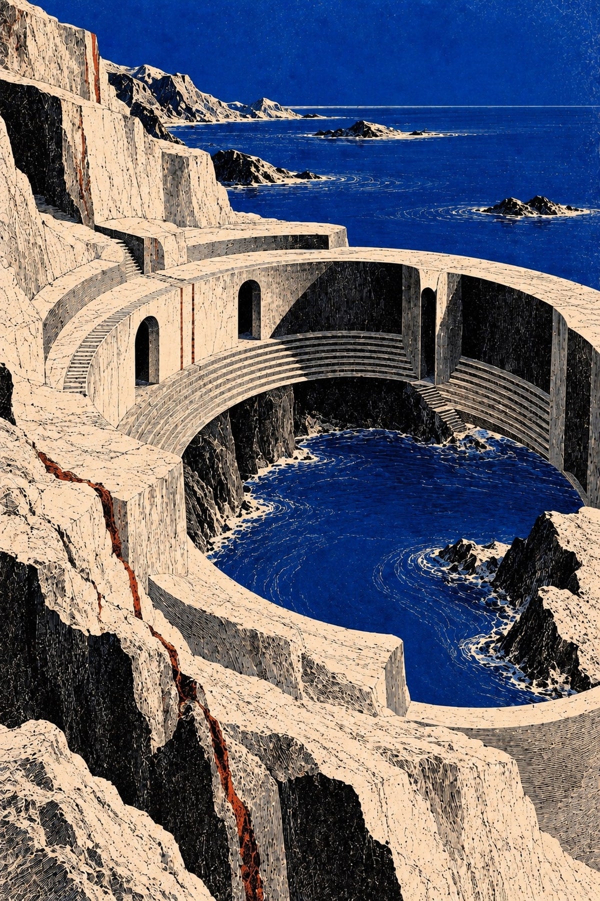 Amphitheatre, the unframed sheet.