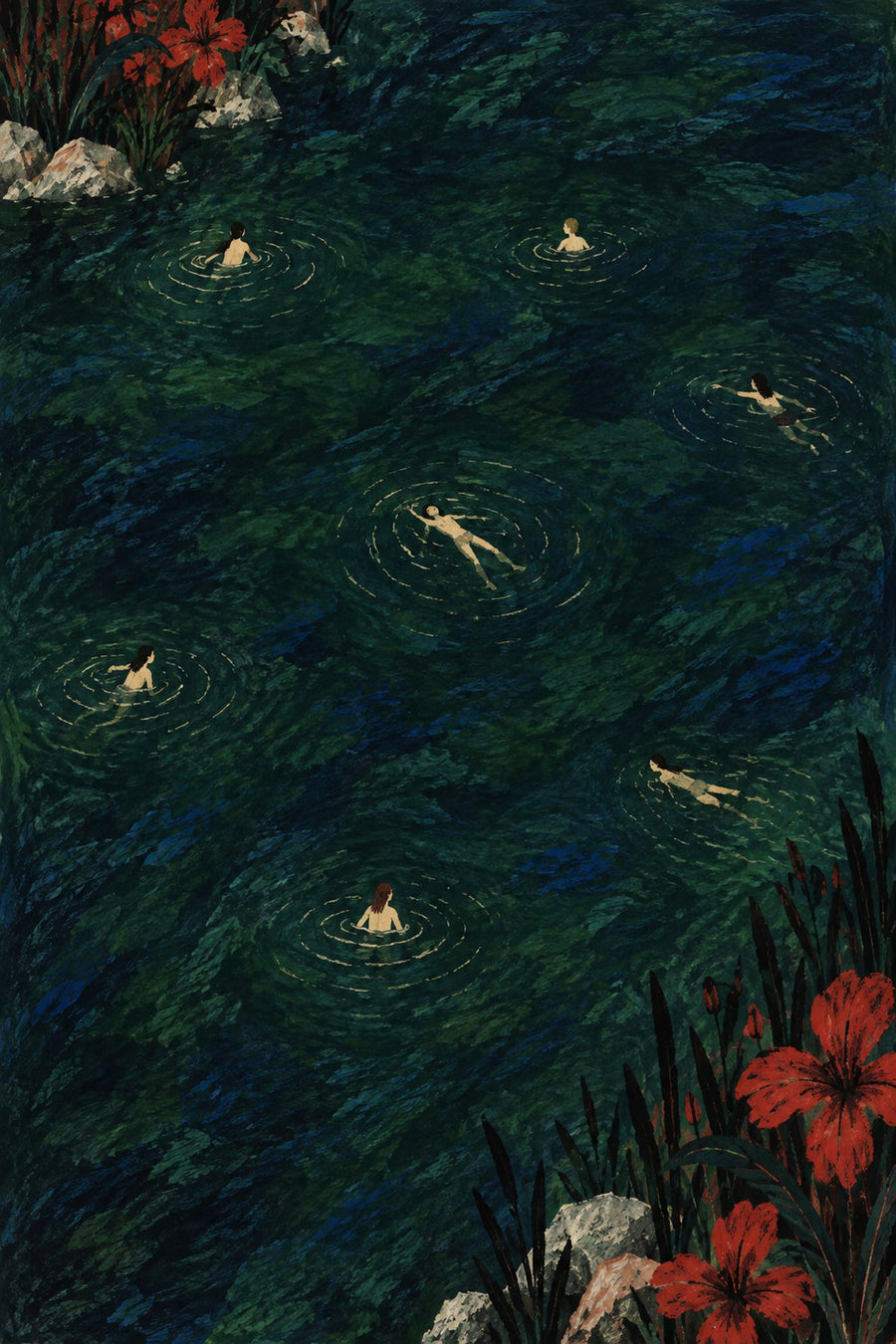 Night Swimmers, the unframed sheet.