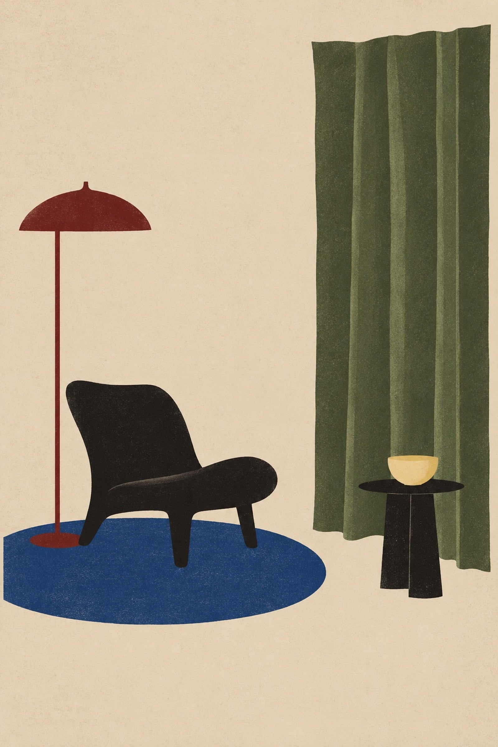 Black Chair, Red Lamp, the unframed sheet.