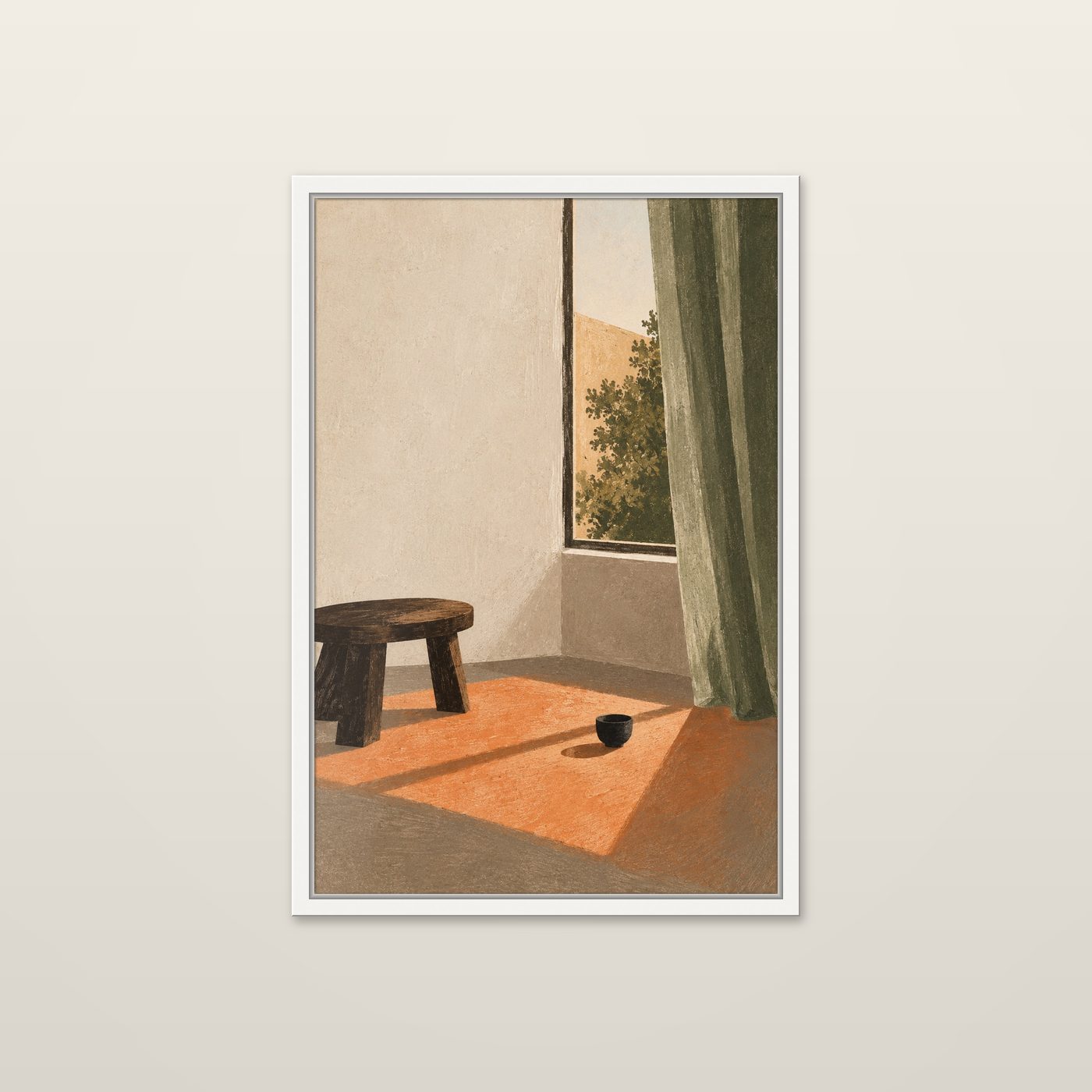 Stool, Late Sun by OVREL in a white frame.