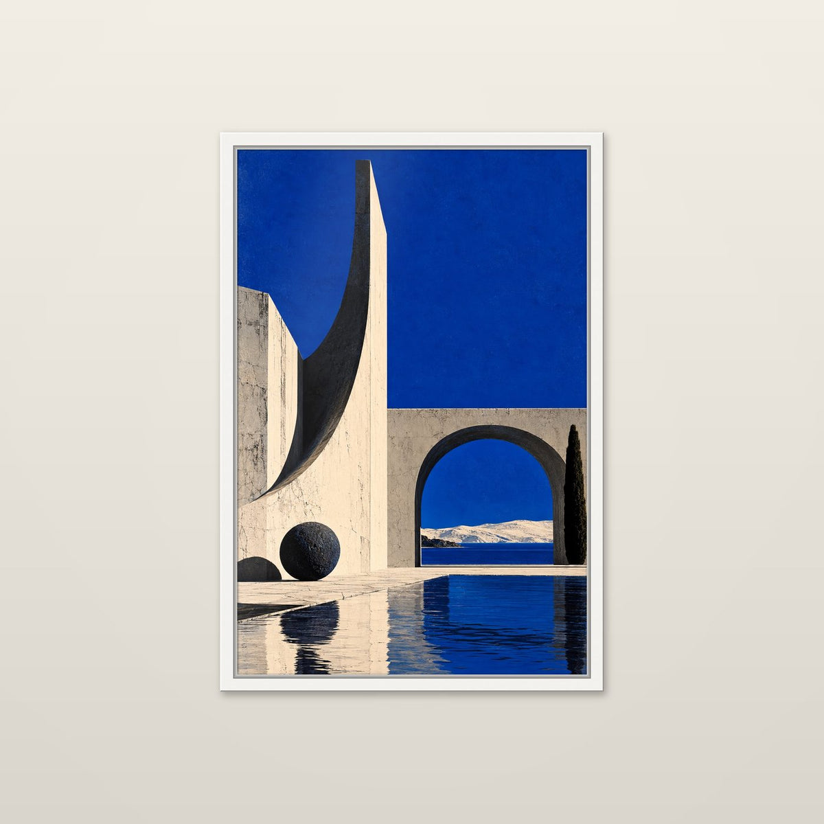 Pool and Sphere by OVREL in a white frame.