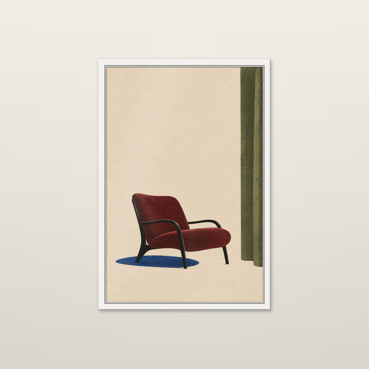 Red Lounge by OVREL in a white frame.