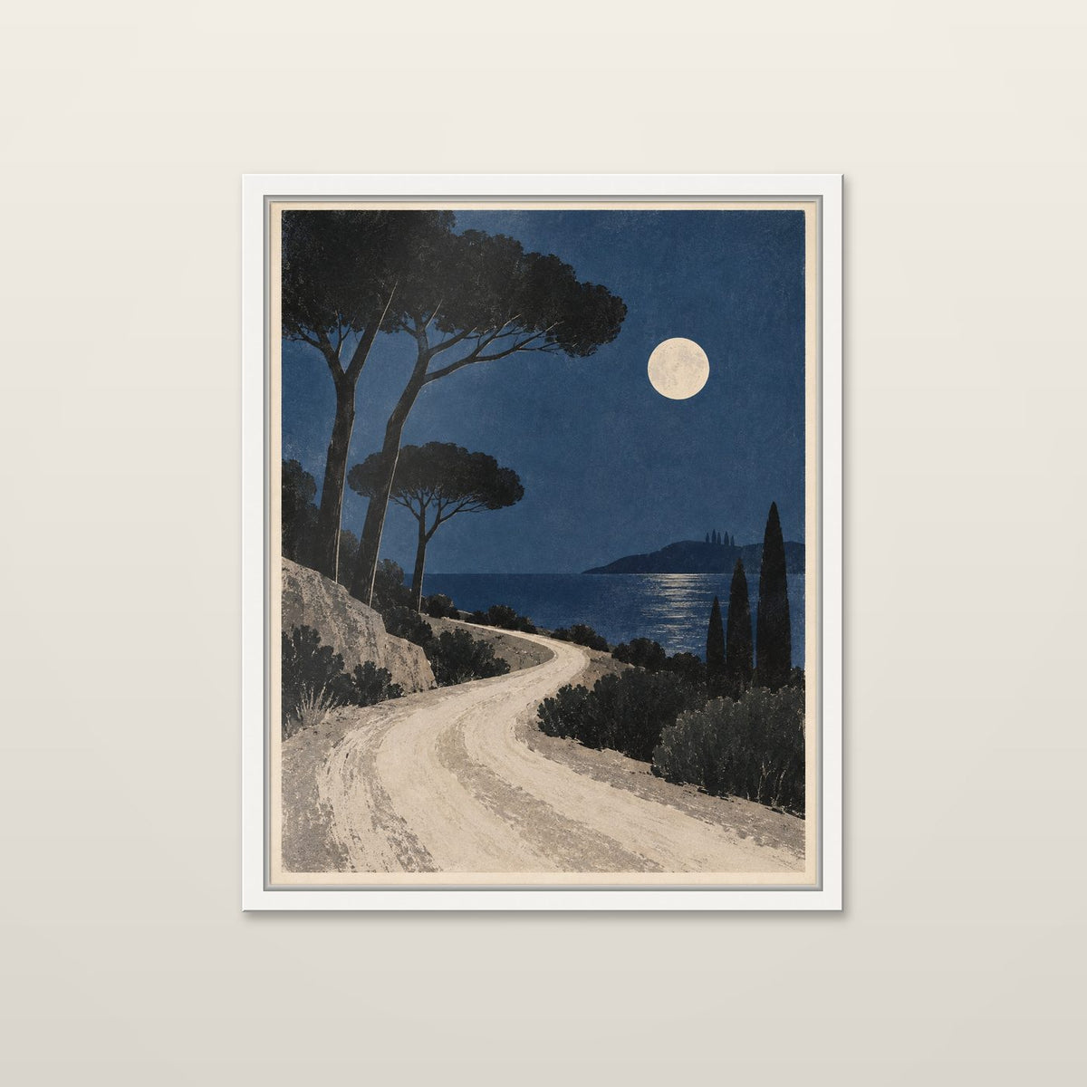 Moonlit Road by OVREL in a white frame.